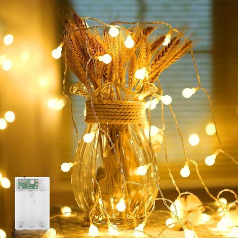 Guirlande lumineuse LED Lampion, 16 LEDs Lampe Lanterne, Guirlande Lumineuse à piles, Décoraion Intérieure Pour Chambre Mariage Vacances Fête Patio Cour(Blanc Chaud)