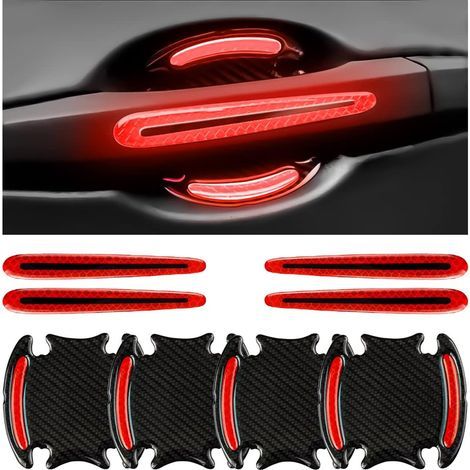 8PCS Car Door Handle Scratch Protector,Car Door Handle Sticker Film,3D Door Handle Stickers(Red)