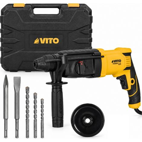 Marteau perforateur 850W SDS-Plus 3,5J 4 fonctions Perçage Béton 26mm 3 forets + 2 burins inclus VITO (1/5)