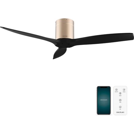 Cecotec Ventilador de Techo EnergySilence Aero 5500 Aqua GoldBlack Connected, Motor DC 40W, Diámetro 132 cm, Bajo consumo, Wifi