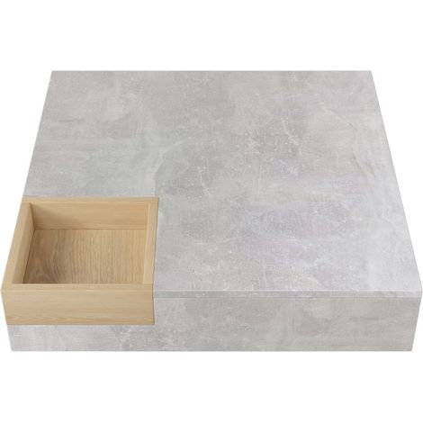 Table basse de salon, table d’appoint avec boîte de rangement amovible, gris béton et couleur bois, 727230 cm. (1/5)