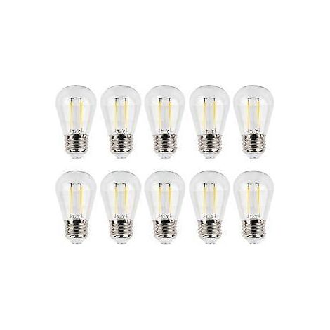 Lot de 10 ampoules LED vintage S14 E27 180 lm à filament en verre transparent 2 W 110 V, lumière chaude