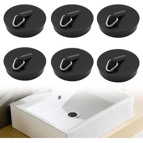 6 tappi di scarico, tappi universali per vasca da bagno, tappi di scarico generici in gomma, tappi di scarico per cucina, per vasca da bagno, cucina, bagno (catena non inclusa)