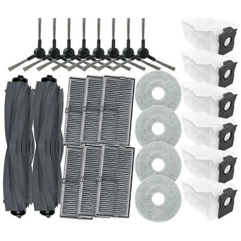 Pièces détachées pour aspirateurs Dreame L10s Ultra Gen 2 et Dreame L30s Ultra : rouleau principal, brosse latérale, filtre HEPA, lingette de nettoyage et sacs à poussière.