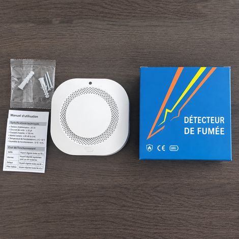 Détecteur de fumée sans fil 433 MHz 9V avec pile version anglaise blanc 433mhz réf 4877 11,5 × 11,5 × 5,5 cm 230 g – Livraison gratuite
