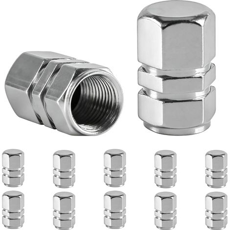 12 Pièces Bouchon Valve Pneu Voiture de Pneu en Aluminium pour Voiture,Moto,Vélo,SUV et Camion,Bouchon de Valve Voiture Universels,Bouchons de Valve de Pneu colorés en Alliage d'aluminium(Argent) (1/5)