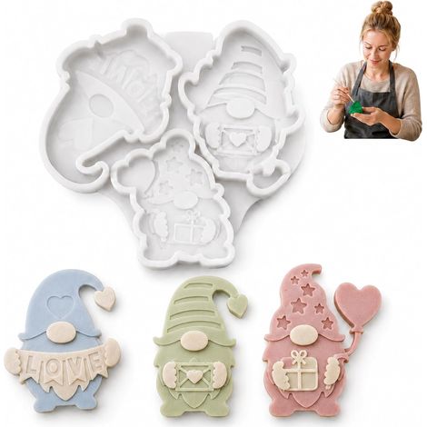 1 Moule Silicone Gnome en Matériau Flexible, Moule Réutilisable pour Figurines de Crèche, Qualité Durable, Adapté à Noël, Halloween et Projets Créatifs (1/5)