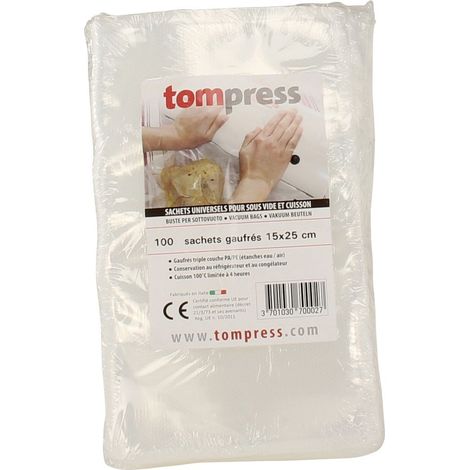 Sacs sous-vide et cuisson 15x25 cm gaufrés Tom Press par 100