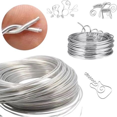 Aluminium-Basteldraht (180 m) – 3 mm Gesamtdurchmesser/1,2 mm Kerndurchmesser – Flexibel für Schmuck-, Skulpturen- und Modellbau – Silber (1/5)