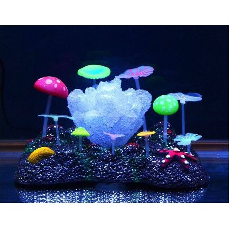 TrAdE Shop Traesio - Corallo Fluorescente Erba Stella Funghi Ornamento Per Acquario Decorazioni -