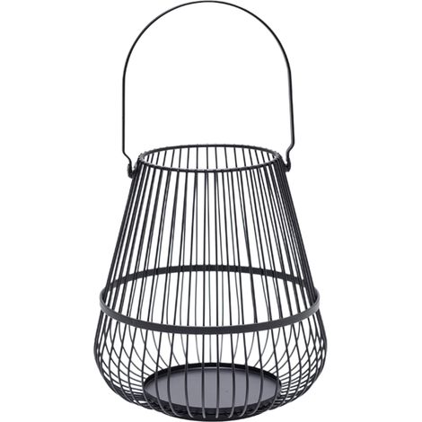 Lámpara de pie rústica de metal negro con diseño de jaula: elemento decorativo para mesa o pared, diseño vintage, decoración para fiestas o el hogar. (1/5)