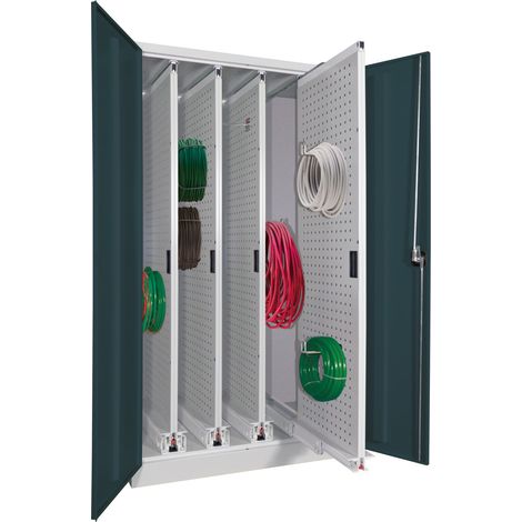 Pavoy Stahl-Vertikalauszugsschrank, 1950x1000x600, 4 Auszüge, RAL 7035/7016 (1/2)