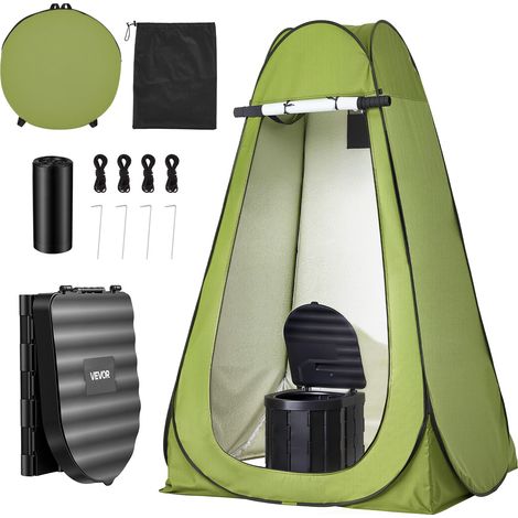VEVOR Kit de Toilette de Camping Pliable, Toilette Portable avec Tente Pop-up, pour Domicile Camping Randonnee Exterieur, WC de Voyage avec Capacite de Charge 150 kg, Sac de Transport et Sacs Poubelle (1/5)