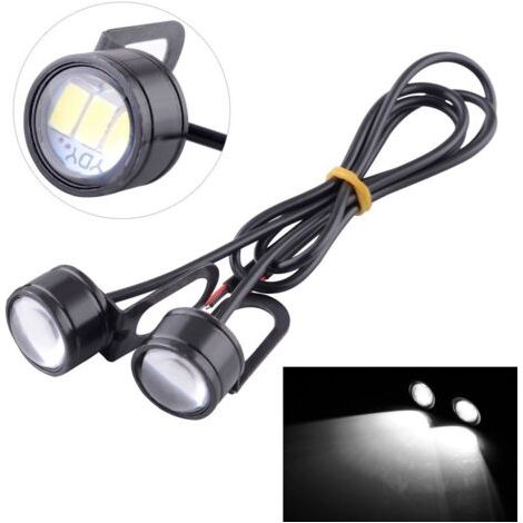 NALOOKAMIC  2 pièces/paire moto LED lumière stroboscopique Eagle Eye Flash 12 v avertissement frein boîtier en aluminium lumière lumière blanche