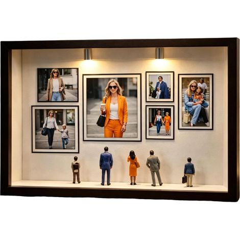 Boîte Musée DIY Artisanat Figurine Bois Silhouette  Avec 7 Petits Porte-Affiches Et 8 Figurines Miniatures Pour Cadre Photo Miniature DIY pour Anniversaire Mariage Elle Lui (1/5)