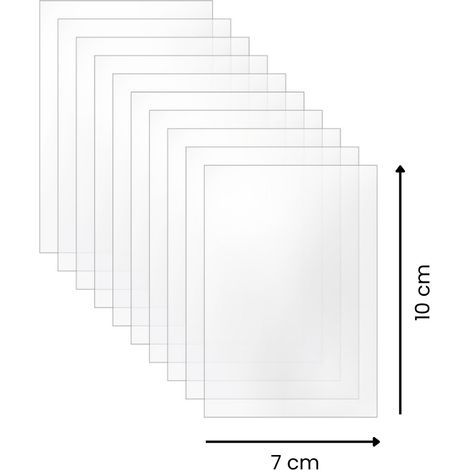 Lot 10 plaques verre acrylique transparent 1,5 mm - 7x10 cm (70x100 mm) - Cadre verre synthétique - Plaque PMMA XT - Plexiglass