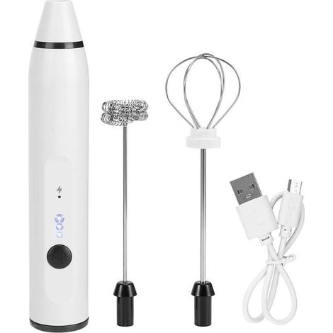 (Blanc)Mousseur à lait - Non spécifié - Mini fouet électrique - 3 vitesses - Rechargeable USB - Blanc (1/5)