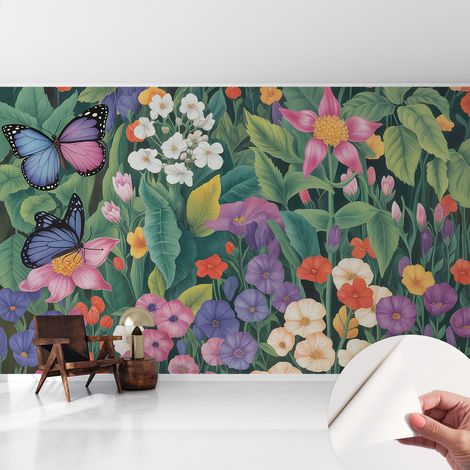 Papier peint autocollant adhésif avec imprimé installation simple qualité excellente sans désordre Explosion florale 416x254 cm (1/5)