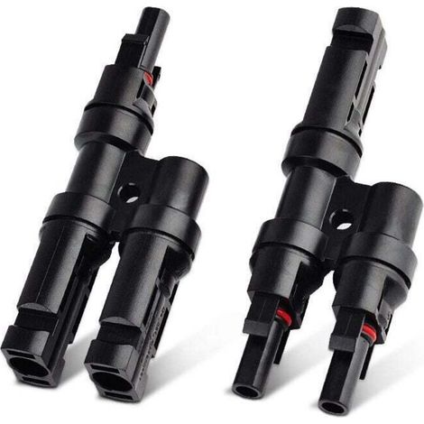 Verbindungsstecker Y-Steckerpaar MMF + FFM zur Parallelverbindung zwischen Solarmodulen (1/4)