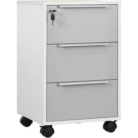 Secure Three-Drawer Filing Cabinet in Grey and White for Organized Storage Solutions