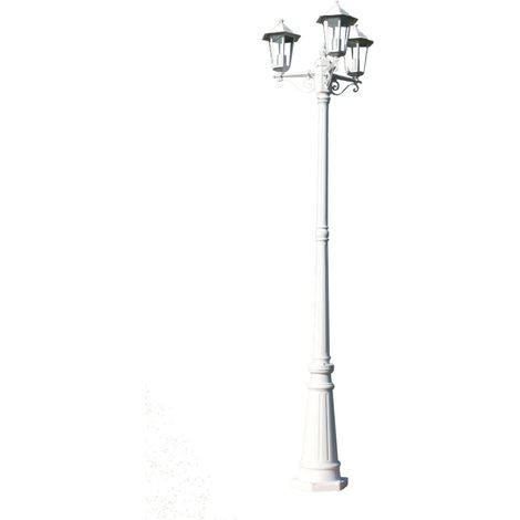 Farola de jardín 3 brazos aluminio blanco 215 cm vidaXL