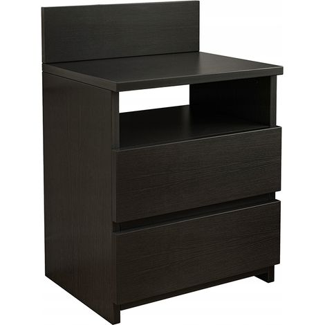 Nachttisch schwarz mit 2 Schubladen modern (1/5)