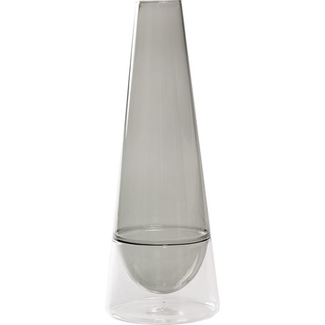 Vaso Conosfera 163 in vetro borosilicato soffiato a mano, design slanciato ed elegante con tecnica incalmo, colore Grigio per interni di lusso