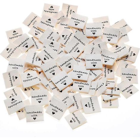 Lot de 100 Étiquettes Tissu Coton Cousues Main, Tags Vêtements Costume DIY, Labels Textiles Personnalisés Artisanat (1/5)