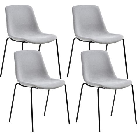 Conjunto de 4 sillas patas de hierro con tapones sin reposabrazos diseño minimalista moderno comedor gris Tiller