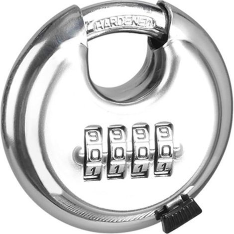 CADENAS À DISQUE ROBUSTE À COMBINAISON – Sécurité à 4 Chiffres pour Vos Biens – Construction en Acier Inoxydable Trempé (1/5)