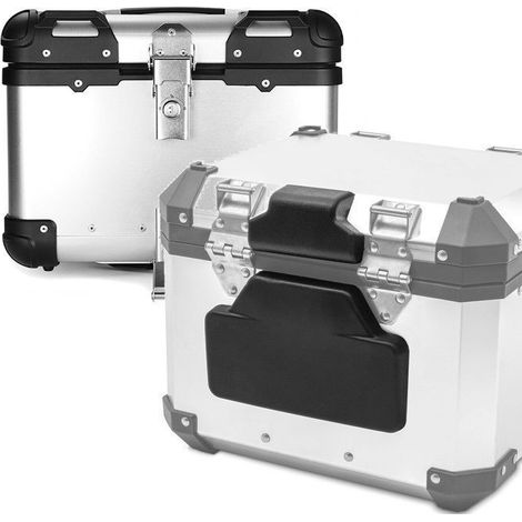 Set top case aluminium XS45 45 L argent + coussin dosseret passager compatible BMW