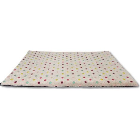 Coussin de banc à pois colorés - Beige - 90 x 55 cm - Tapis de banc - Matelas de banc - Coussin pour chien - Extra doux (1/5)