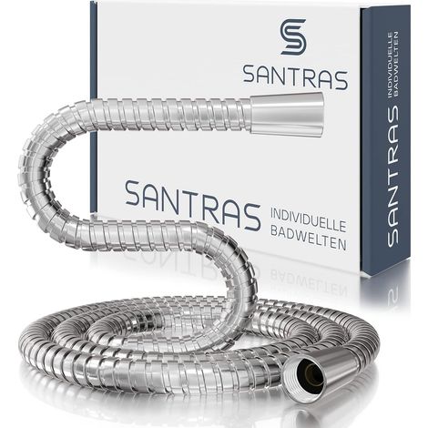Flexible de Douche 0,50 m inox Chromé – tuyau douche anti-torsion et anti-pliure  raccord universel 1/2" avec joints pour douche (1/5)