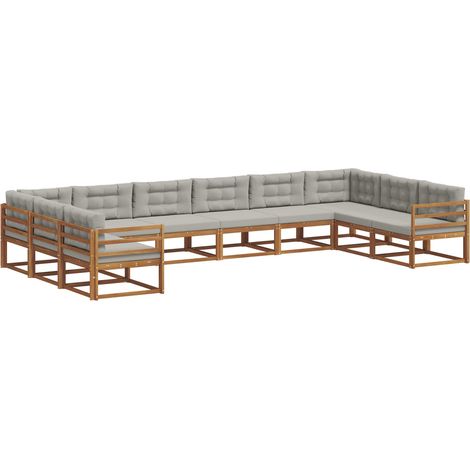 Conjunto de sofás de exterior 10 uds. Gris Natural y Claro vidaXL (1/5)