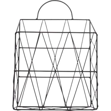Support De Revues Pendaison Mural Journal Periodique Document Livre Organisateur Fichiers Panier En Metal Conteneur Stockage D'Etagere Presentoir - Noir