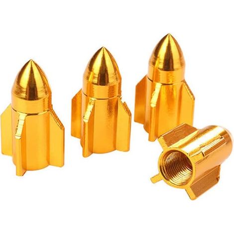 Bouchons De Valve De Pneu - Aluminium Doré - Universel Pour Voiture Camion Moto - Anti Poussière Et Antirouille - 4 Pièces