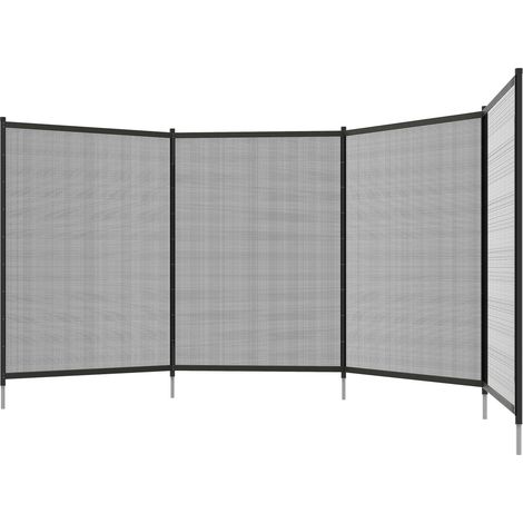 Valla Para Estanque, Valla De Jardín De 365 X 126 Cm, Juego De 4 Vallas Decorativas Para Piscina Con Pie, Valla Enchufable Para Terraza, Balcón, Malla, Negro