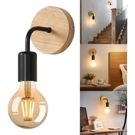 Applique murale en métal, Appliques Murale Interieur Industrielle, ampoule non incluse, E27 Vintage Luminaire Interieur pour Chambre, Salon, Couloir, Noir (1/5)