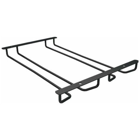 Porte-verres à vin suspendu en acier inoxydable Porte-verres à égouttoir inversé (2 fentes 30cm noir) (1/5)
