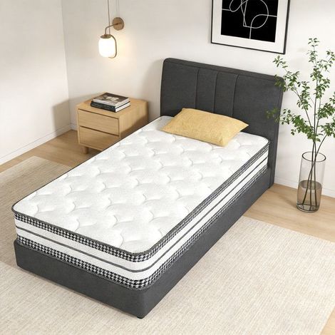 Matelas 90x200, Ép 26 cm, Certifié Öko-Tex, Mémoire de Forme et Ressorts Ensachés, Double Face, 7 Zones, Solide et Confortable (1/5)