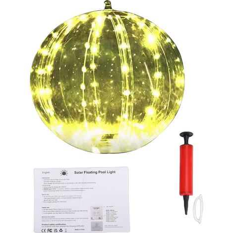 Toivize-Boule Flottante Solaire LED - PVC Gonflable Étanche IP68 - Lumière Chaude pour Piscine Jardin Déco Extérieure (1/5)