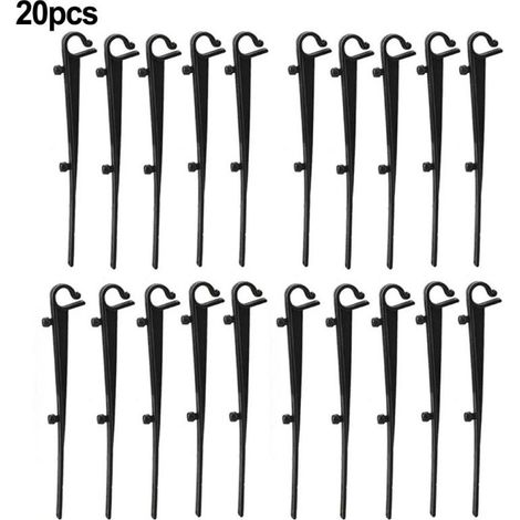 Lot de 20 crochets de fixation pour grillage de protection de gouttière en PP - Longueur 16 cm, entraxe 7,2 cm, noir (1/5)