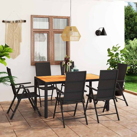vidaXL Juego de comedor de jardín 7 piezas negro y marrón (1/5)
