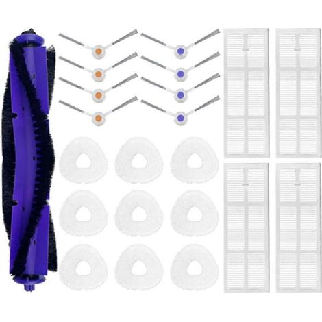 Pour balai serpillère Freo Versatile Self Mop J3 : rouleau, brosses latérales en V, chiffons, filtre HEPA, pièce de rechange