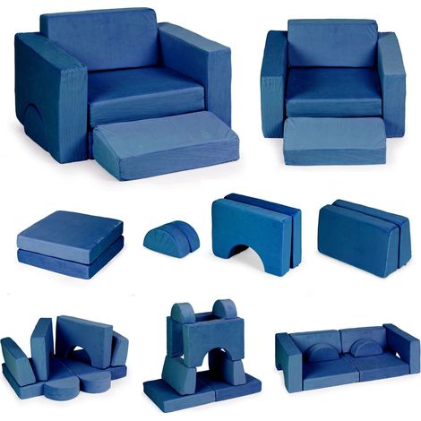 Fauteuil modulable pour enfant avec 8 coussins - bleu 229389641 (1/5)