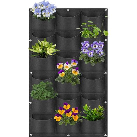 CSPARKV - Bolsas para macetas de pared con 18 bolsillos, bolsas para macetas colgantes, bolsas para plantar en interiores y exteriores, bolsas para jardinería, macetas verticales, decoración de pared, (1/5)