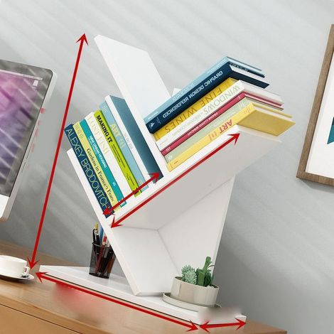 Étagère de bureau simple multi-étagères blanche, petit rangement pour étudiants, bibliothèque créative pour enfants, 3 niveaux, modèle économique. (1/3)