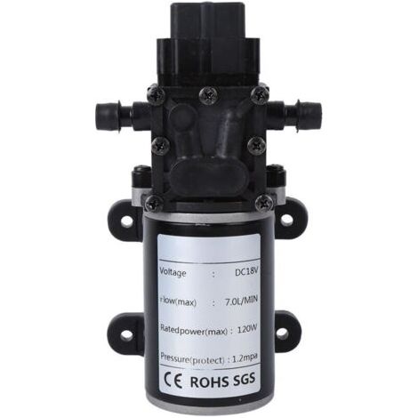Intelligente Membranpumpe, Gleichstrom-Hochdruckwasserpumpe, intelligente selbstansaugende Sprühpumpe, 7 l/min, 10 mm gerader Wasserauslass (18-V-Motor) FLITI