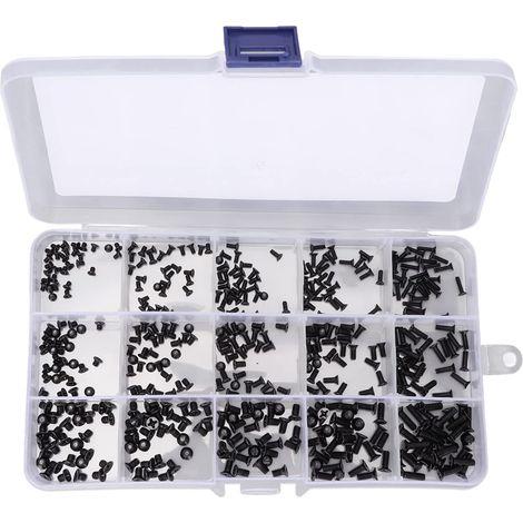 450 Stück Senkkopf-KM-Schraubenkombination, schwarze Schraube, schwarze km-Schraube 15-Spezifikationen-Kombination, Schraubenbox