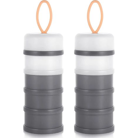 Distributeur de lait en poudre 4 compartiments, doseur nomade pour biberon, conteneur de poudre pour bébé, boîte de stockage portable, pot doseur 2 pièces (1/5)